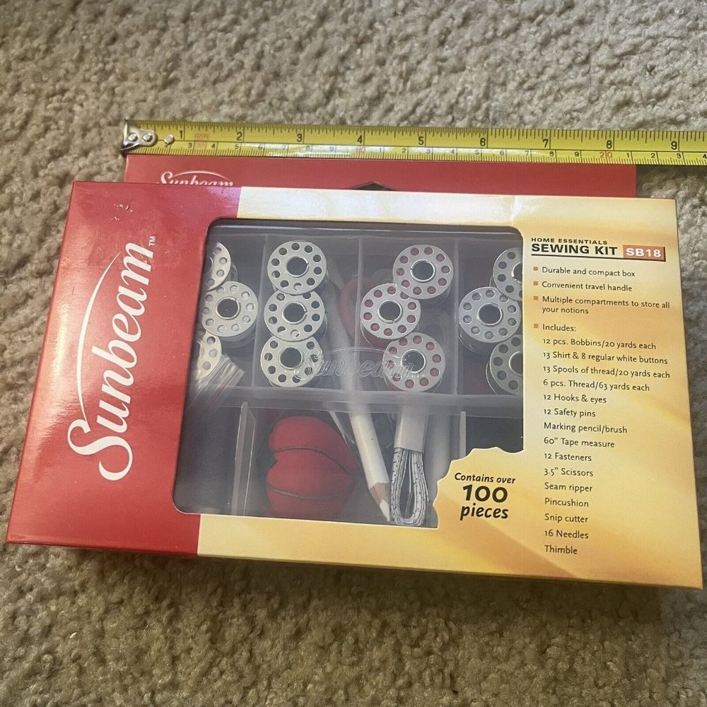 Sewing Kit Home Essentials Sunbeam Sewing Kit Over 100 Pieces Storage Box SB18